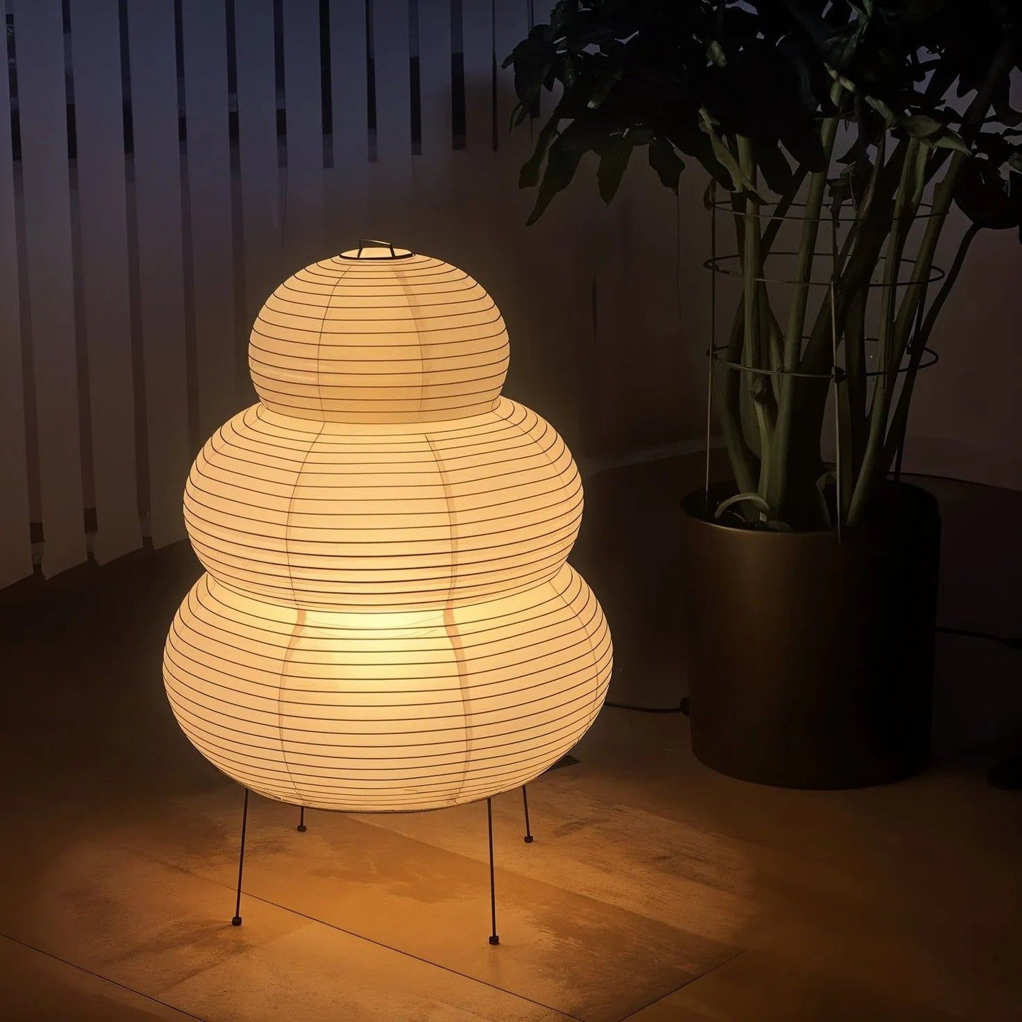 Kryntaleo | Japansk Ribbede Bambus Silhuet Oriental Accent Bordlampe