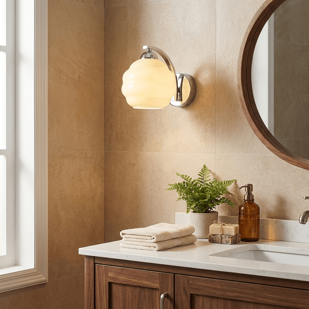 Thryndol | Ribbede glas kugle vintage væglampe