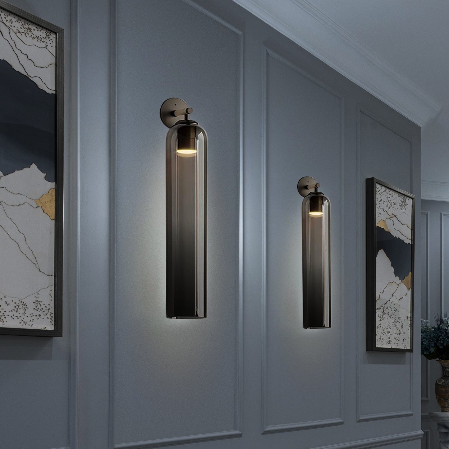 Luvia | Elegant cylindrisk art deco glas væglampe