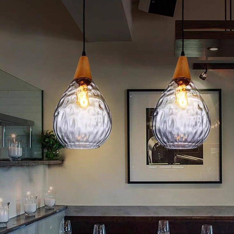 Niris| Minimalistisk dråbeformet tekstureret glas pendellampe