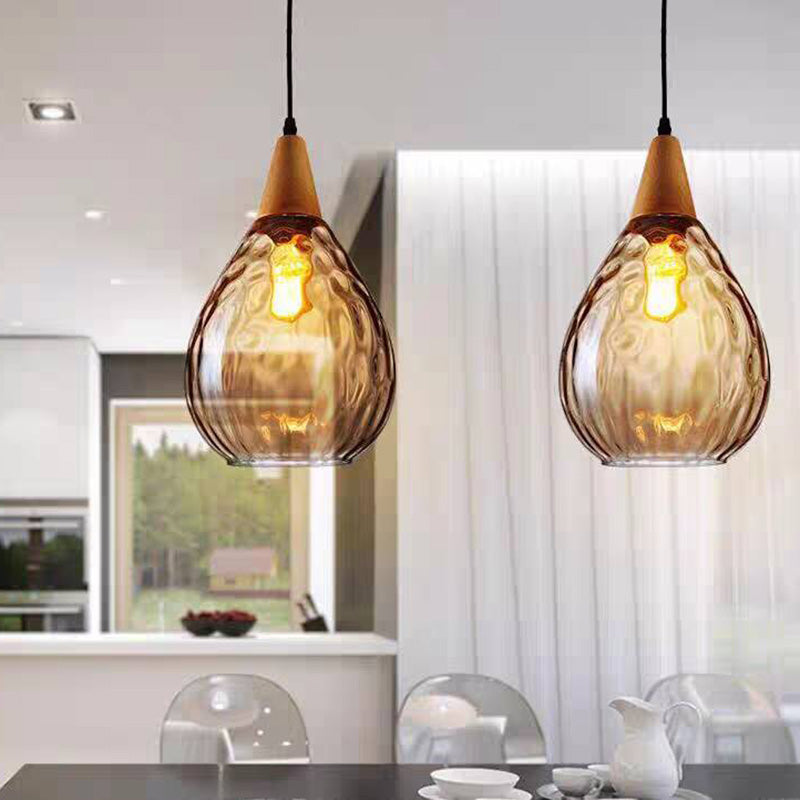 Niris| Minimalistisk dråbeformet tekstureret glas pendellampe
