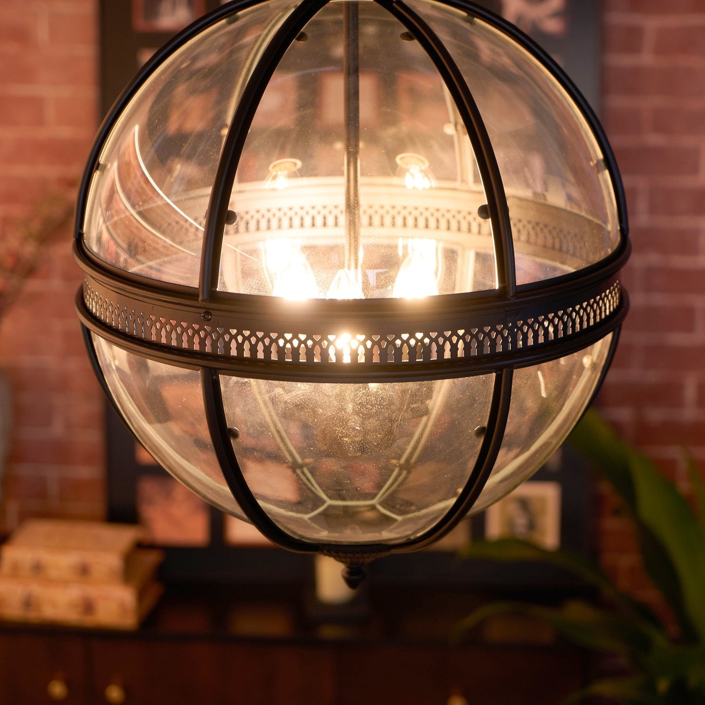 Vinse | Vintage sfærisk transparent glas pendellampe