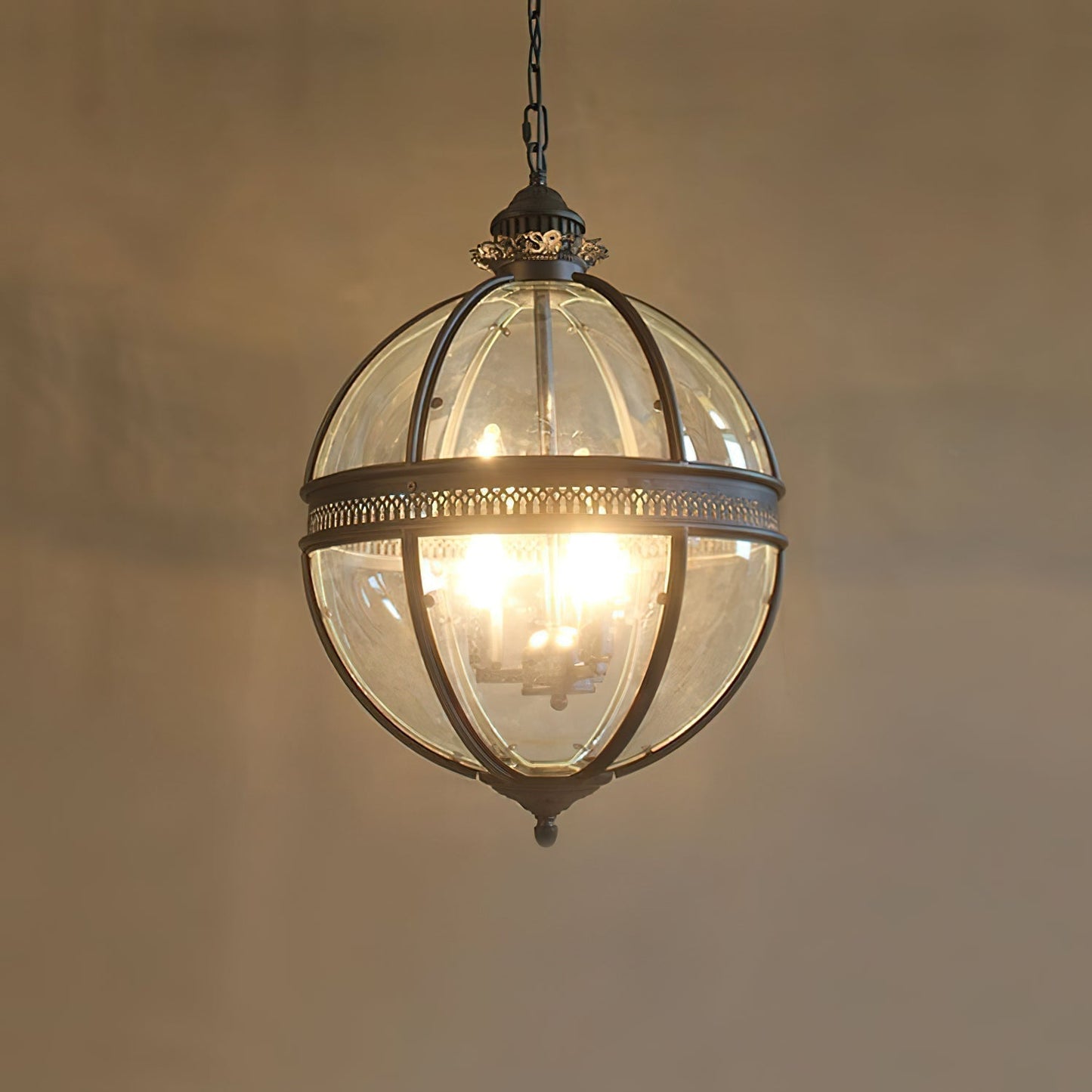 Vinse | Vintage sfærisk transparent glas pendellampe