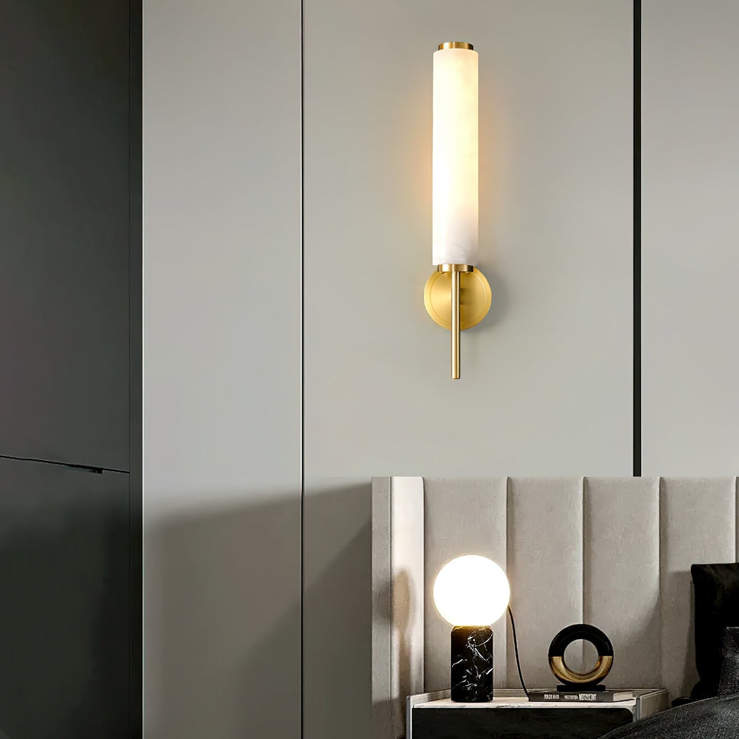 Kelsorim | Geometrisk minimalistisk alabaster cylinder væglampe