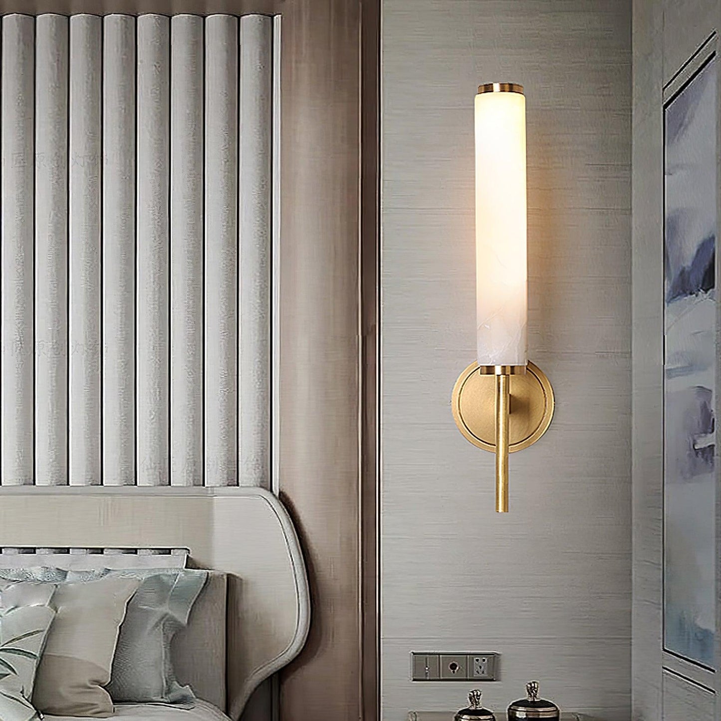 Kelsorim | Geometrisk minimalistisk alabaster cylinder væglampe