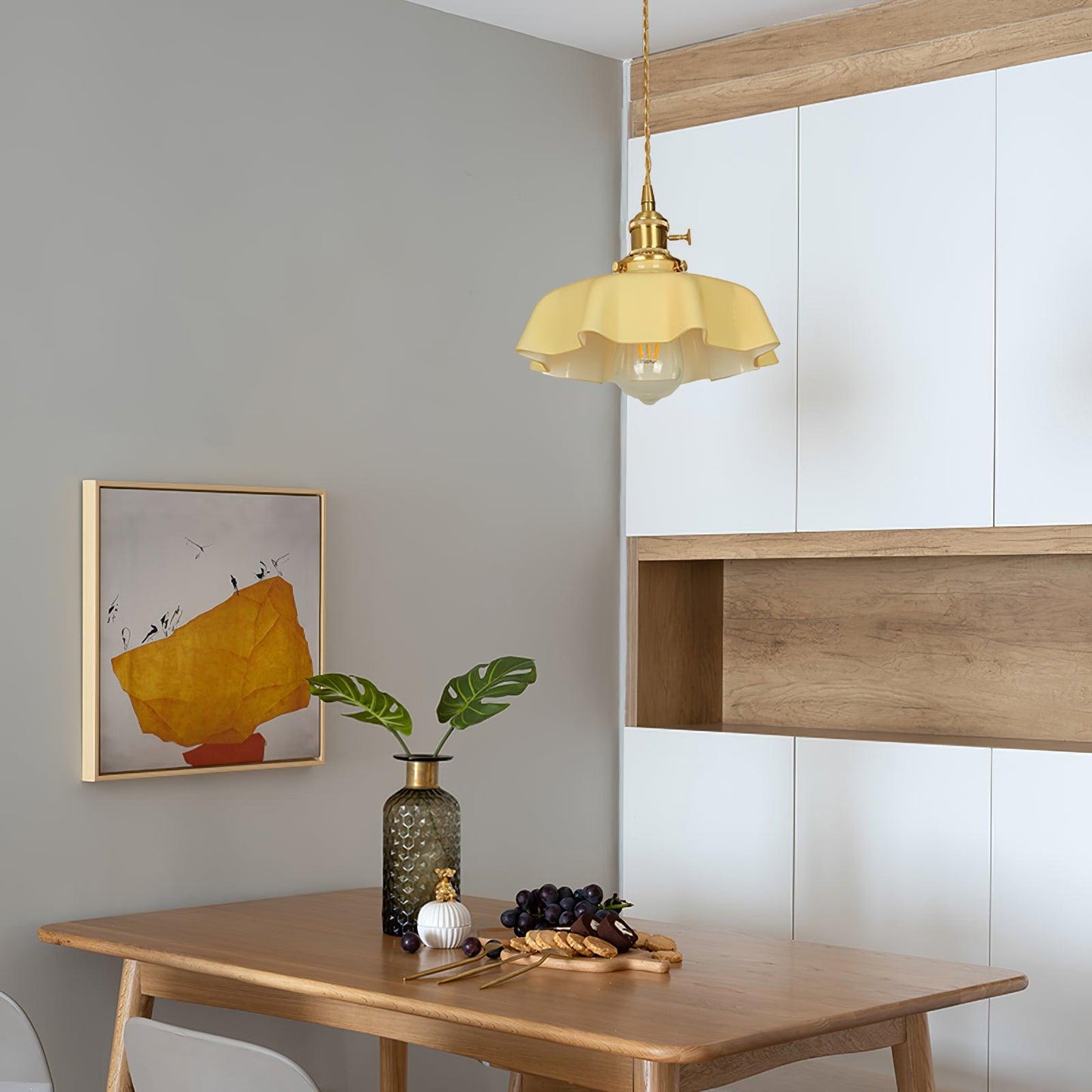 Kelvarna | Vintage plisseret glas fløjl pendellampe