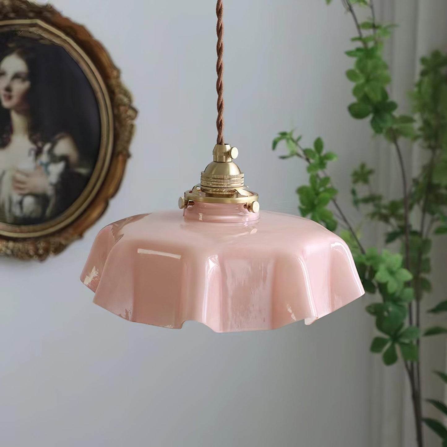 Kelvarna | Vintage plisseret glas fløjl pendellampe