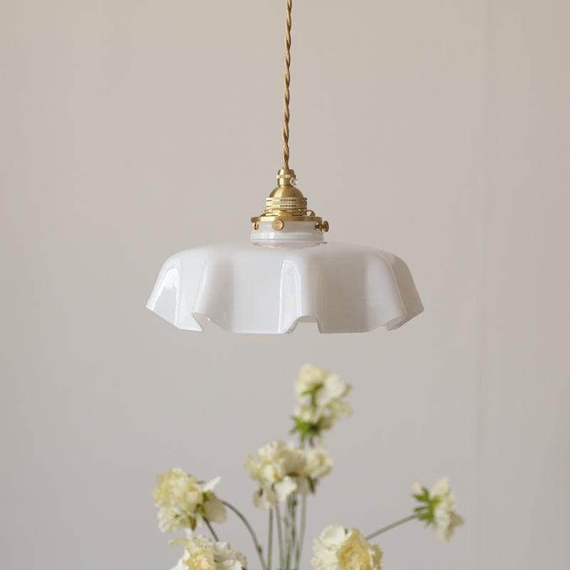 Kelvarna | Vintage plisseret glas fløjl pendellampe