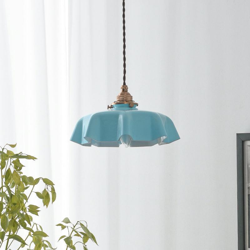 Kelvarna | Vintage plisseret glas fløjl pendellampe