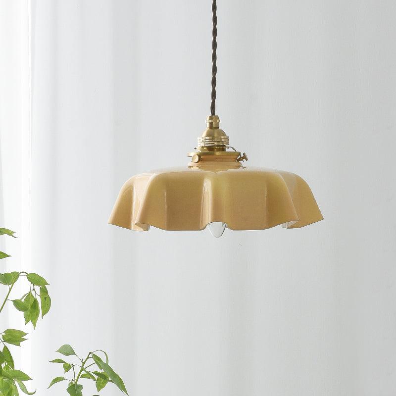 Kelvarna | Vintage plisseret glas fløjl pendellampe