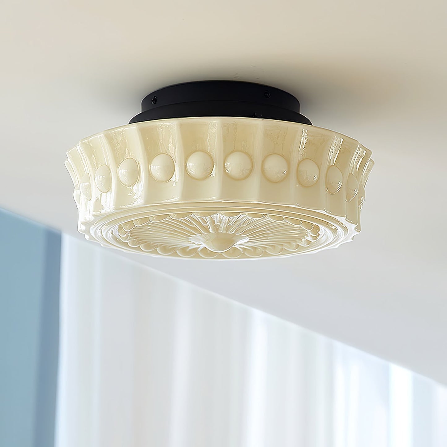 Solvendi | Minimalistisk geometrisk glas skål semi-flush loftslampe