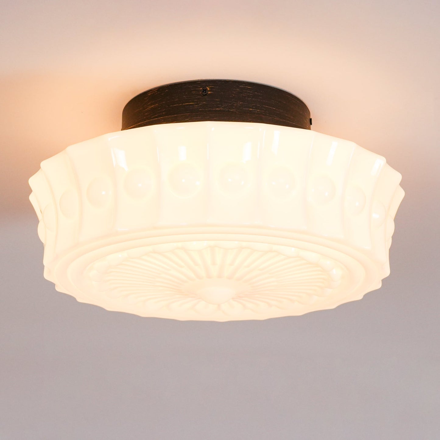Solvendi | Minimalistisk geometrisk glas skål semi-flush loftslampe