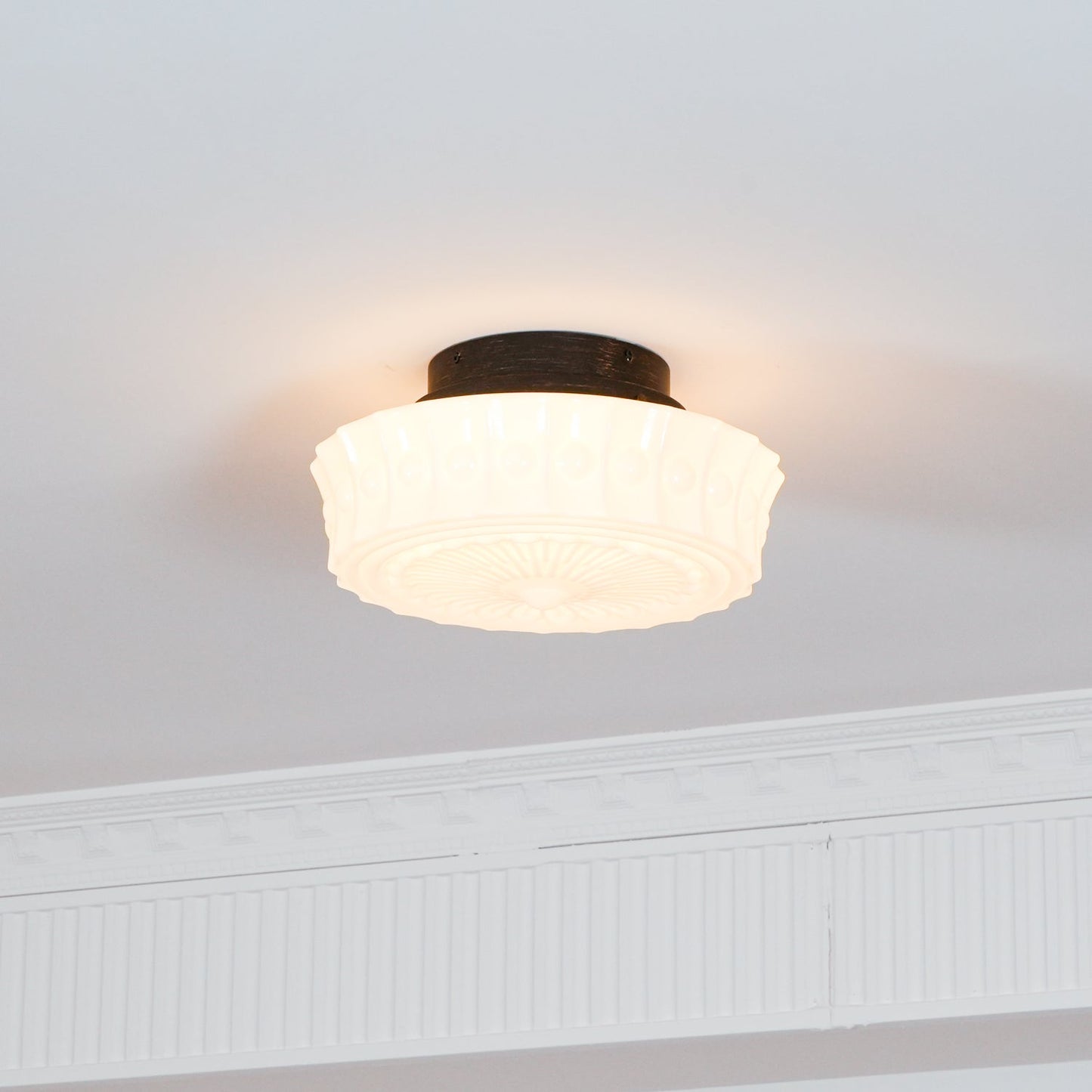 Solvendi | Minimalistisk geometrisk glas skål semi-flush loftslampe