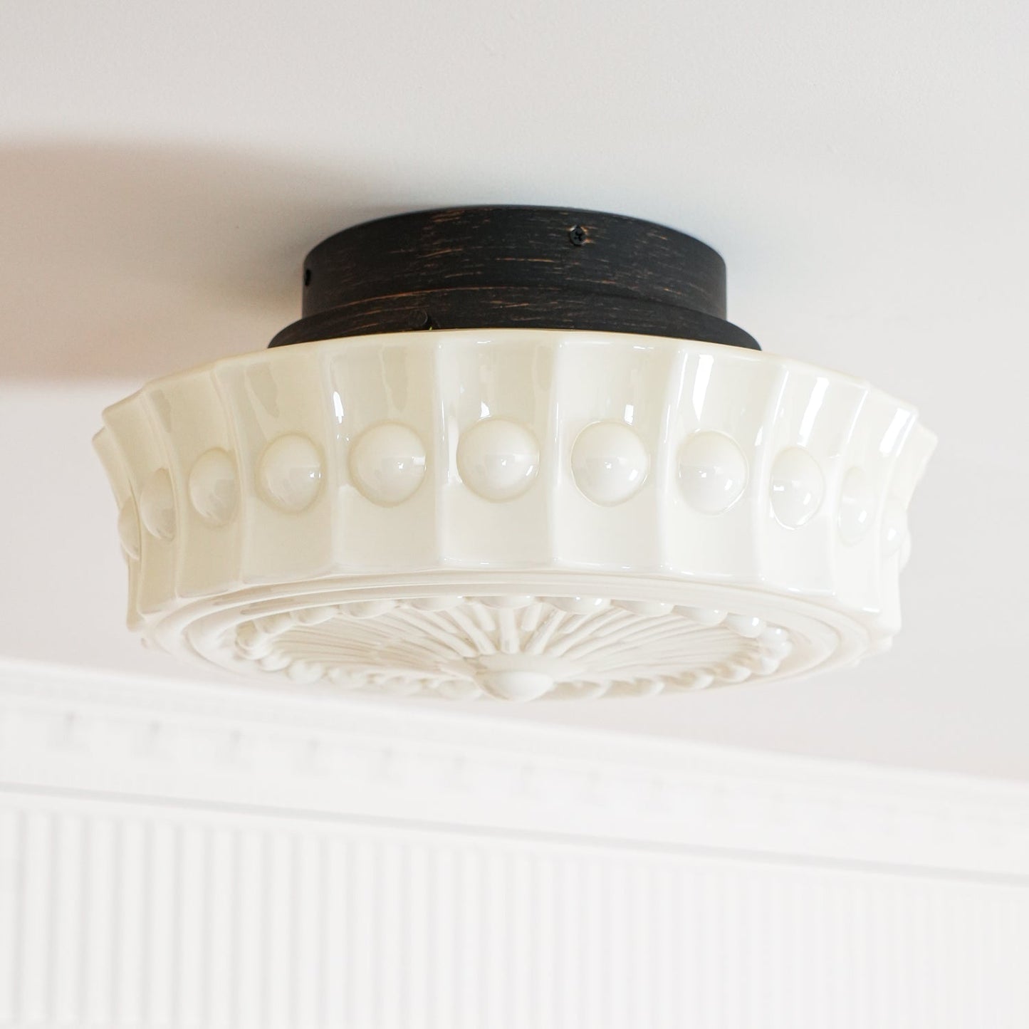 Solvendi | Minimalistisk geometrisk glas skål semi-flush loftslampe