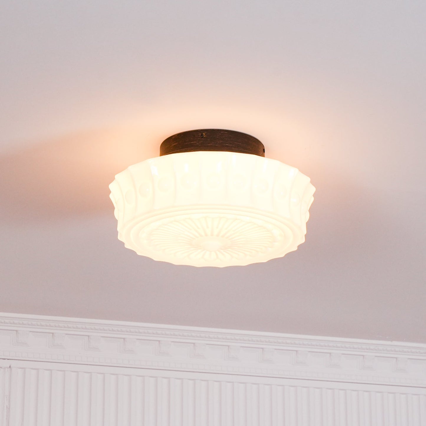 Solvendi | Minimalistisk geometrisk glas skål semi-flush loftslampe