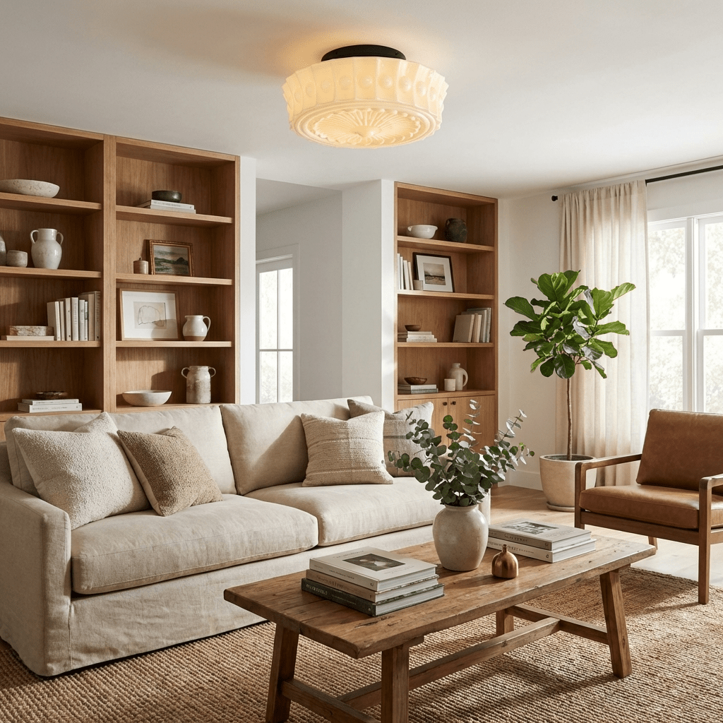 Solvendi | Minimalistisk geometrisk glas skål semi-flush loftslampe