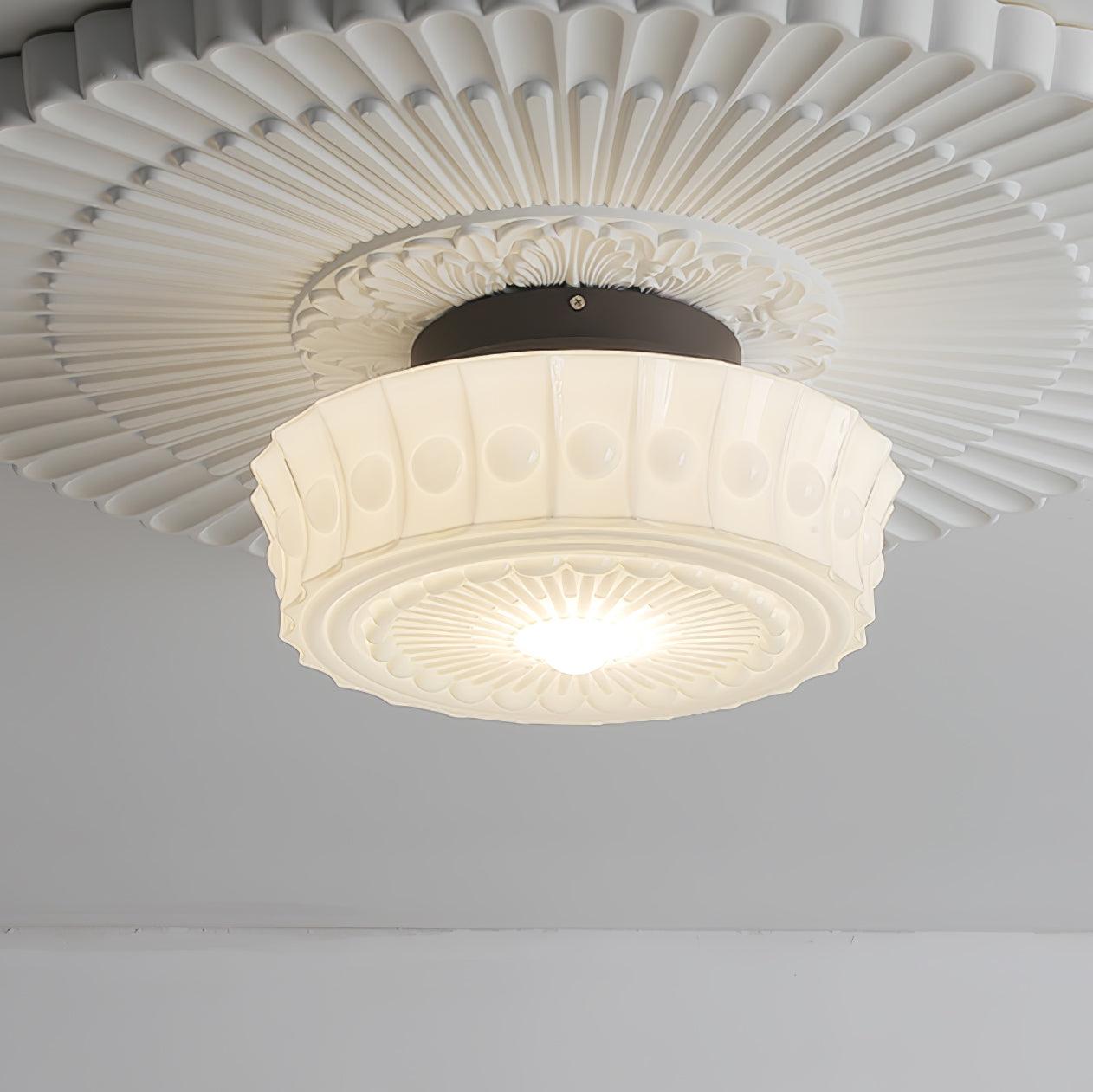 Solvendi | Minimalistisk geometrisk glas skål semi-flush loftslampe