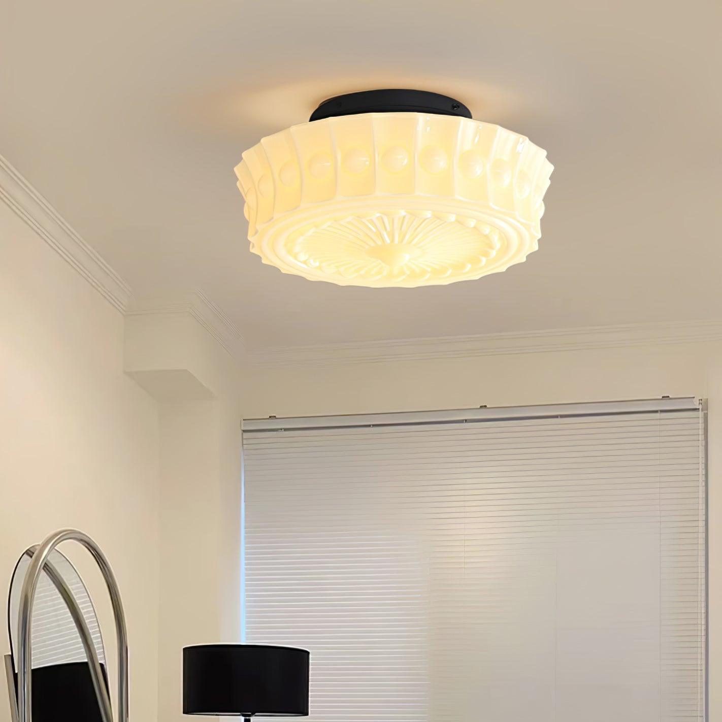 Solvendi | Minimalistisk geometrisk glas skål semi-flush loftslampe