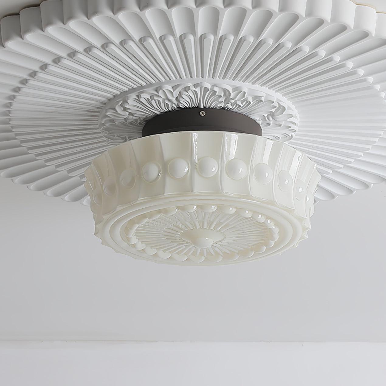 Solvendi | Minimalistisk geometrisk glas skål semi-flush loftslampe