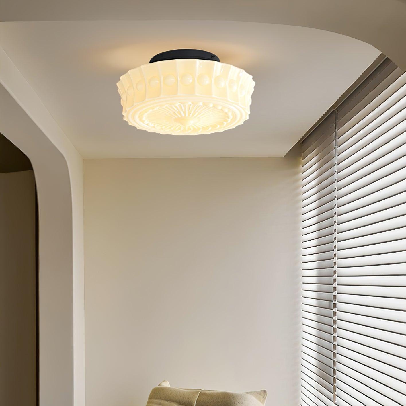 Solvendi | Minimalistisk geometrisk glas skål semi-flush loftslampe