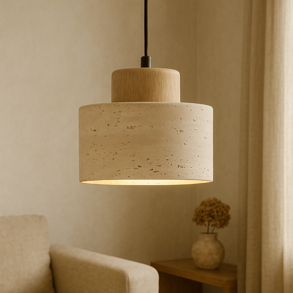 Lithos | Minimalistisk cylinder travertinsten pendel