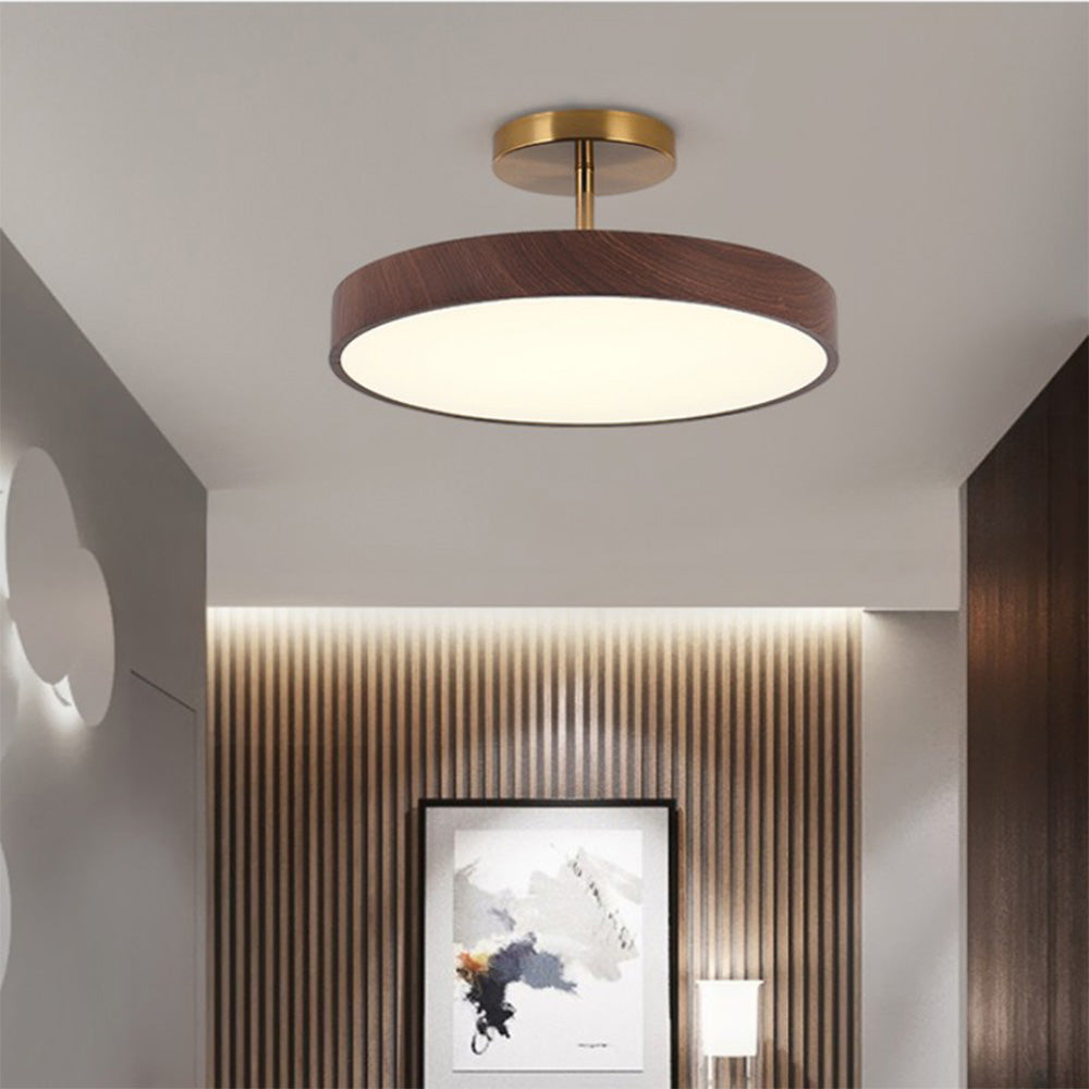 Sylva | Moderne træstruktur cirkulær semi-flush loftslampe