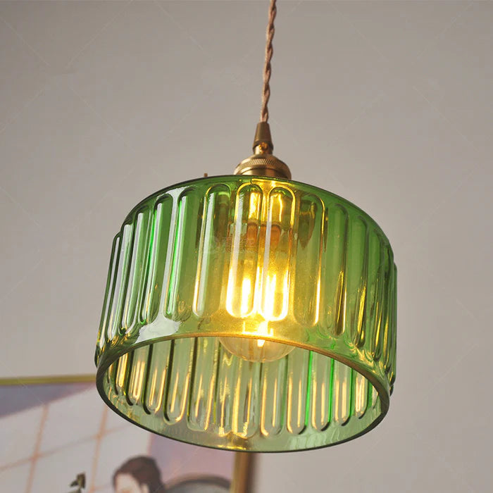 Viridis | Retro tekstureret glas cylinder pendellampe