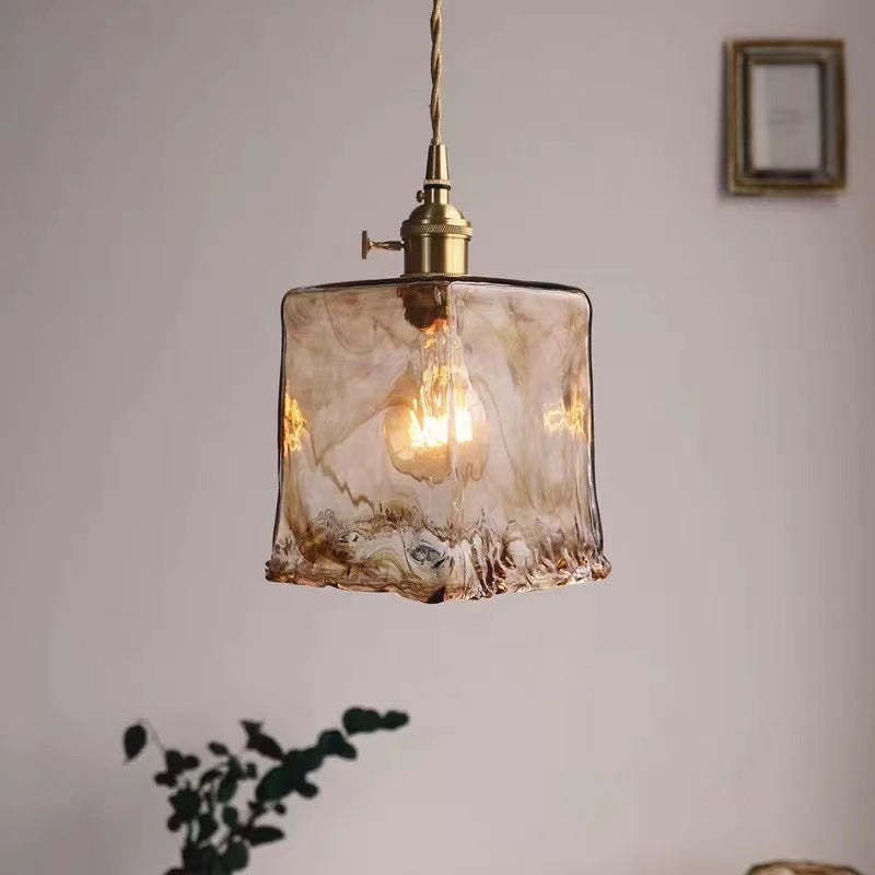 Lerius | Geometrisk industriel messing håndlavet glas pendellampe