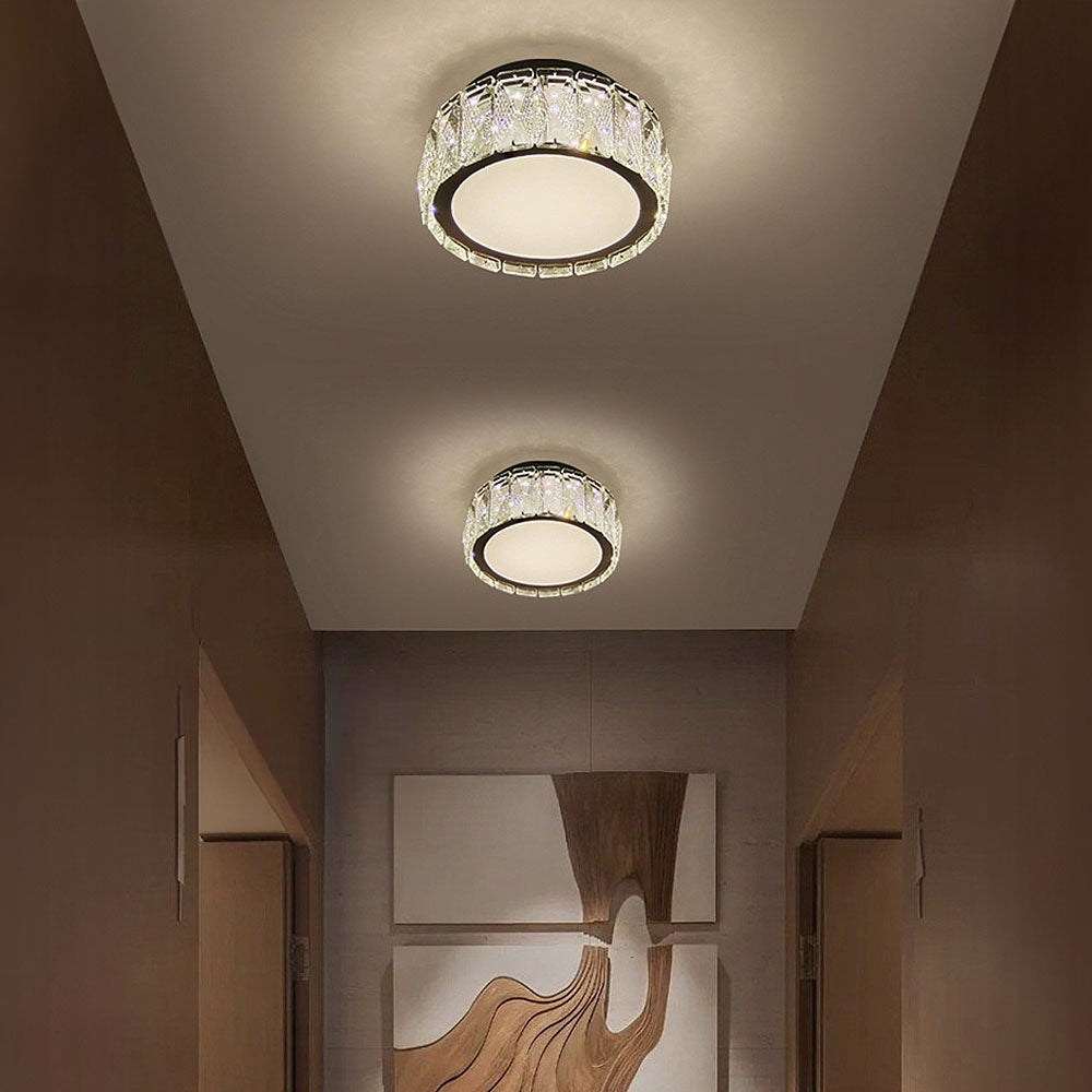 Crysta | Luksuriøs rund krystal flush mount loftslampe