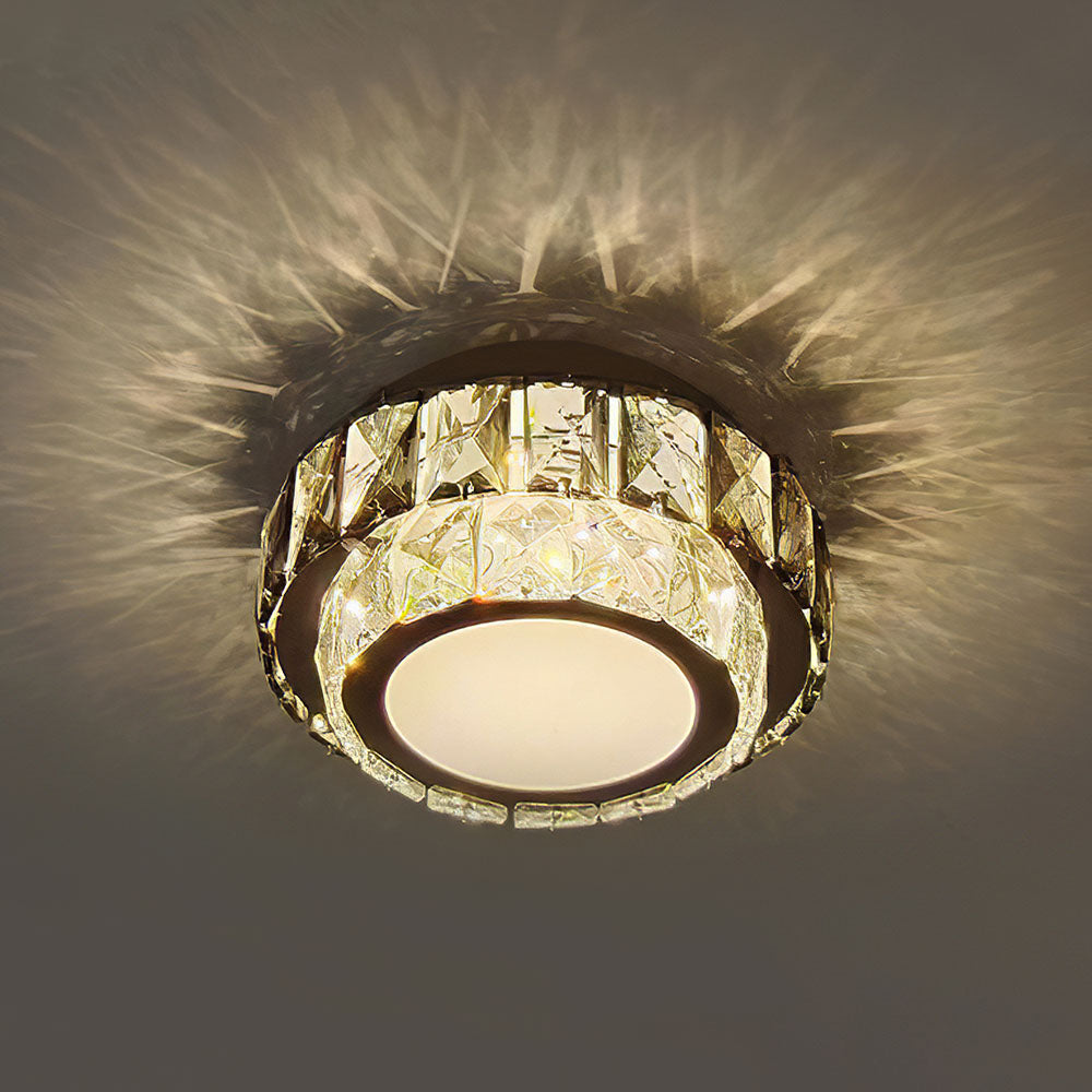 Crysta | Luksuriøs rund krystal flush mount loftslampe