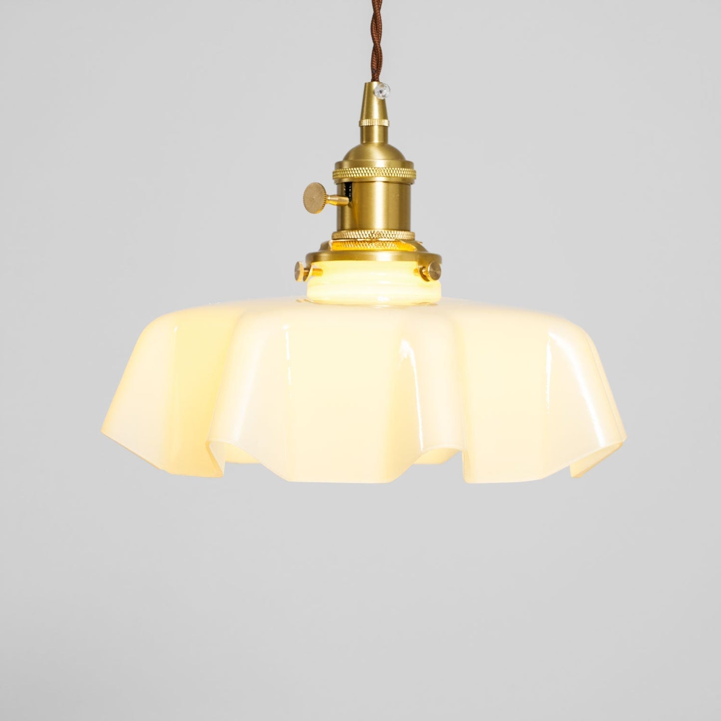 Kelvarna | Vintage plisseret glas fløjl pendellampe
