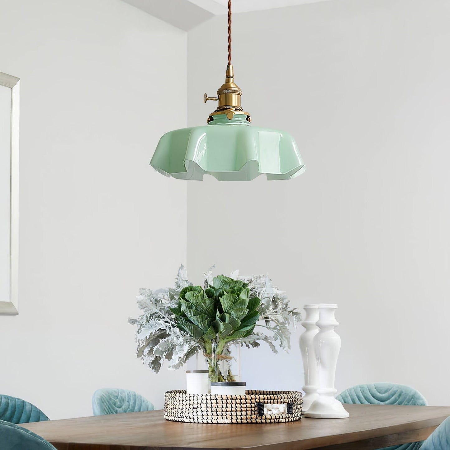 Kelvarna | Vintage plisseret glas fløjl pendellampe