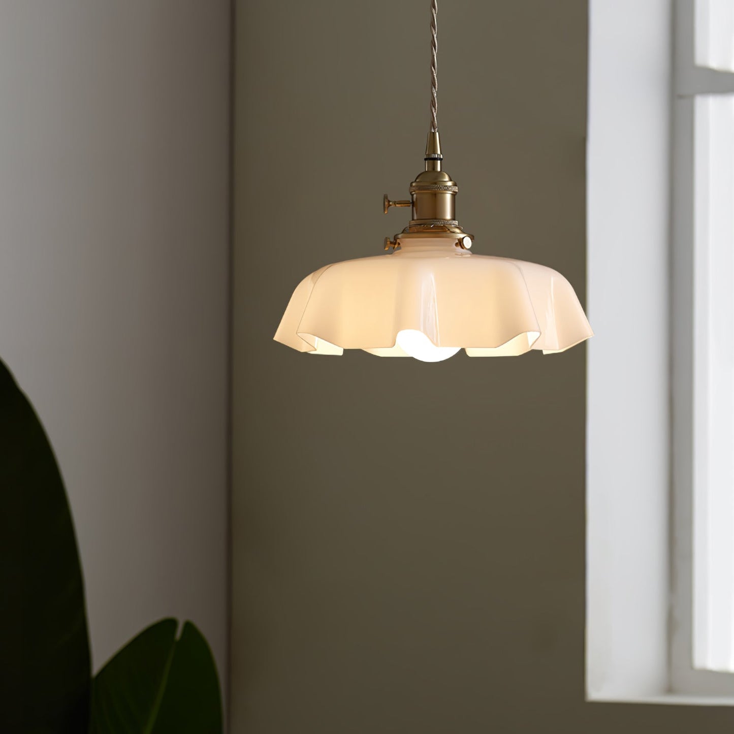 Kelvarna | Vintage plisseret glas fløjl pendellampe