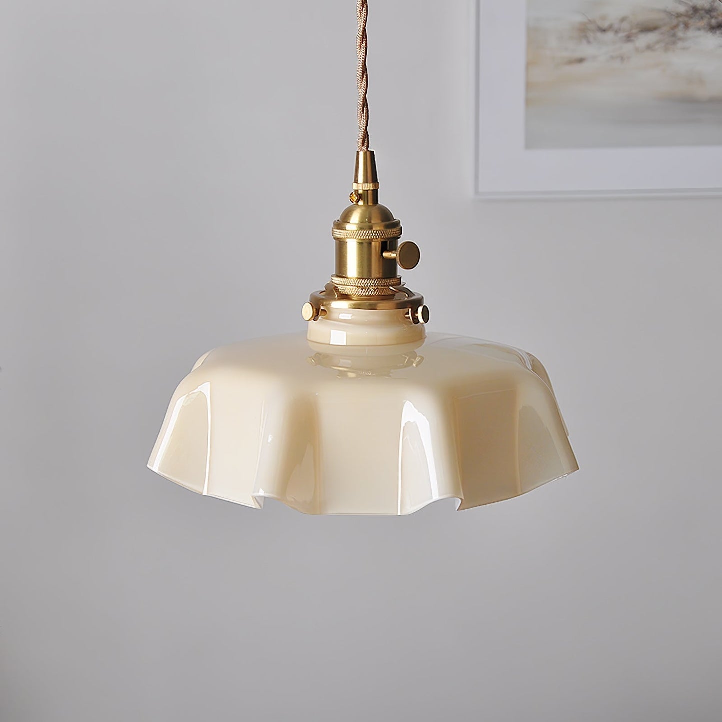 Kelvarna | Vintage plisseret glas fløjl pendellampe