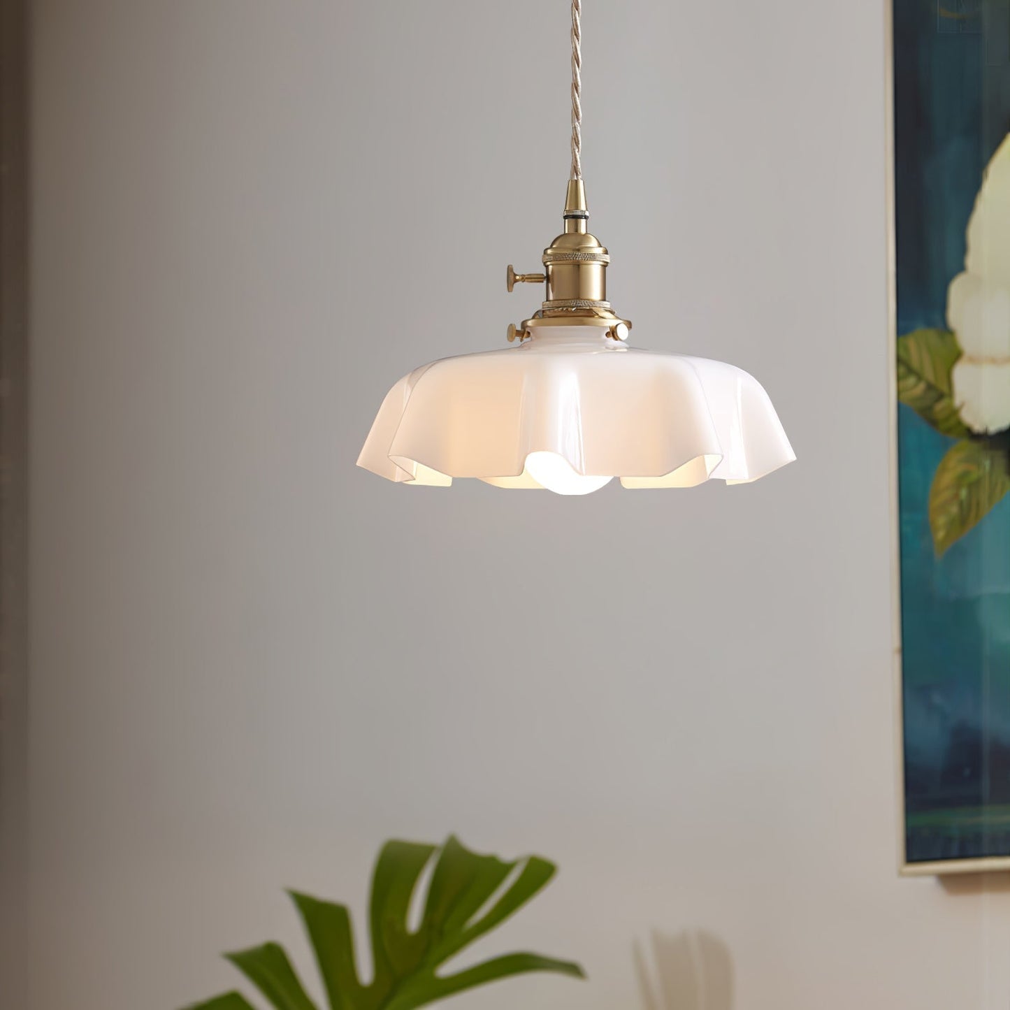 Kelvarna | Vintage plisseret glas fløjl pendellampe