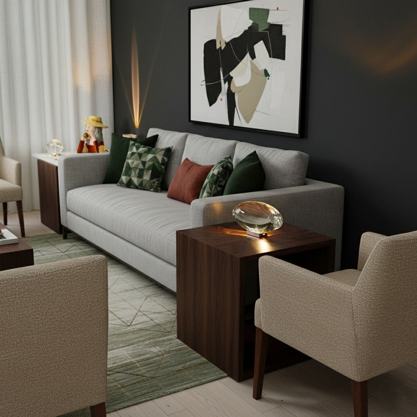 Vaelenoe | Skulpturel Oval Krystal Sten Bordlampe