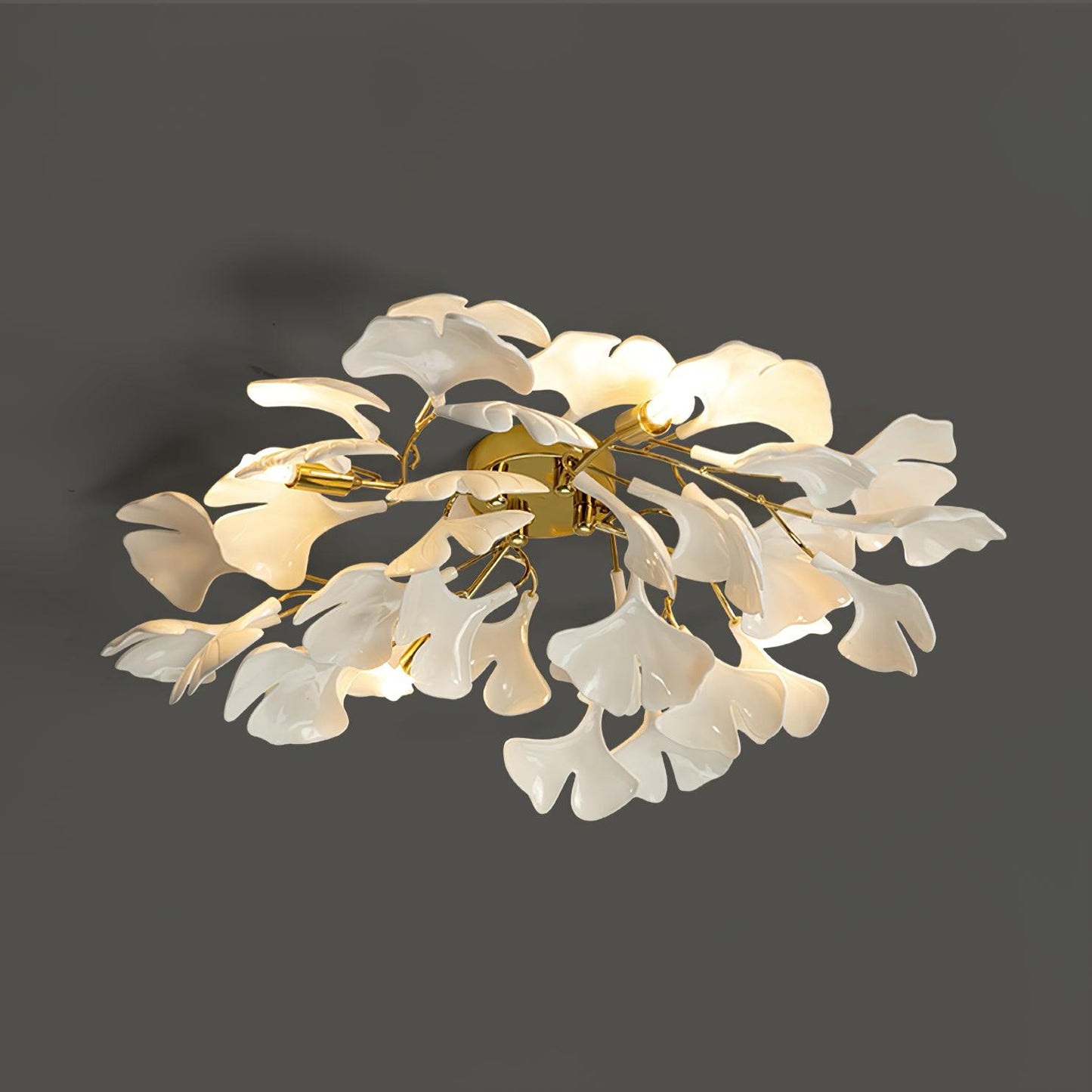 Zephryon | Botanisk keramisk bladklynge loftslampe