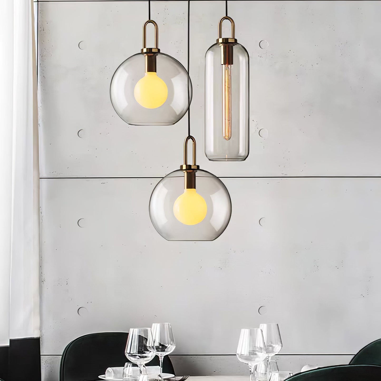 Kyntara | Moderne asymmetrisk elliptisk glas pendellampe