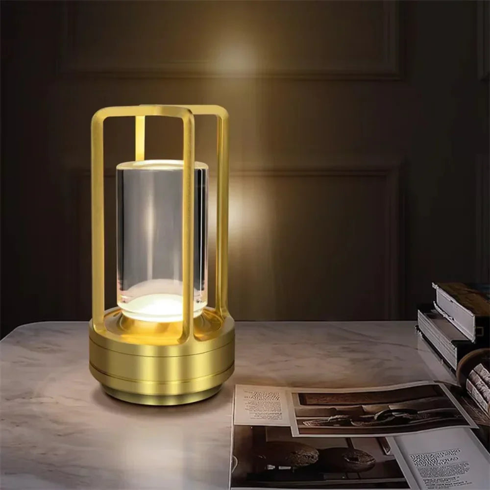 Moderne cylinder metalramme touch-kontrol bordlampe