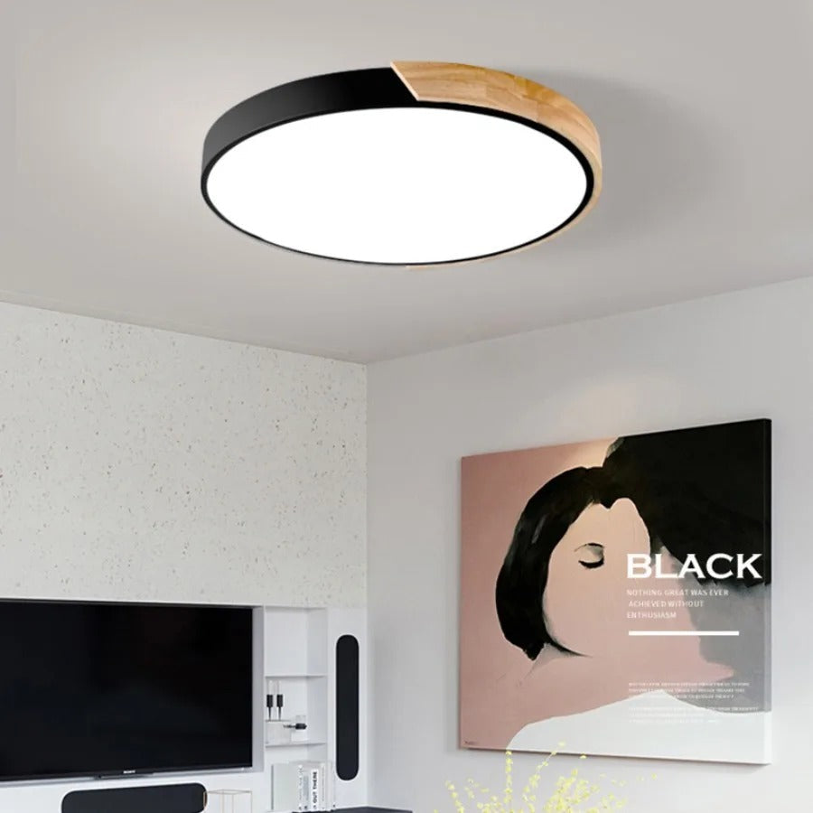 Velisca | Moderne rund træ indbygningsloftslampe
