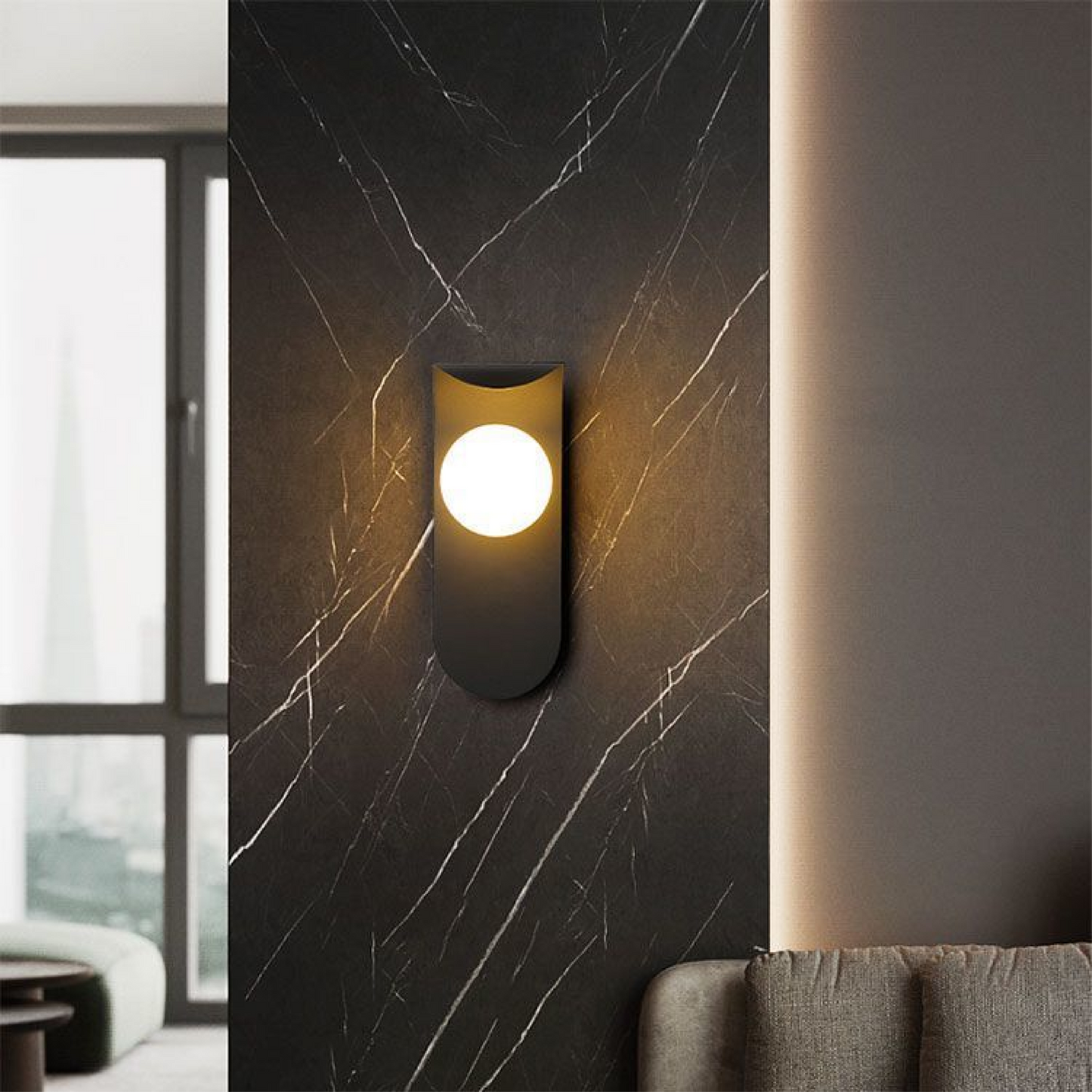 Buet panel nordisk minimalistisk frostet glas kuglevæglampe