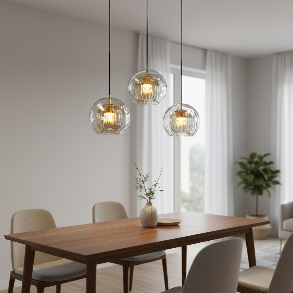 Orbia | Moderne ribbet kugledrop pendellampe