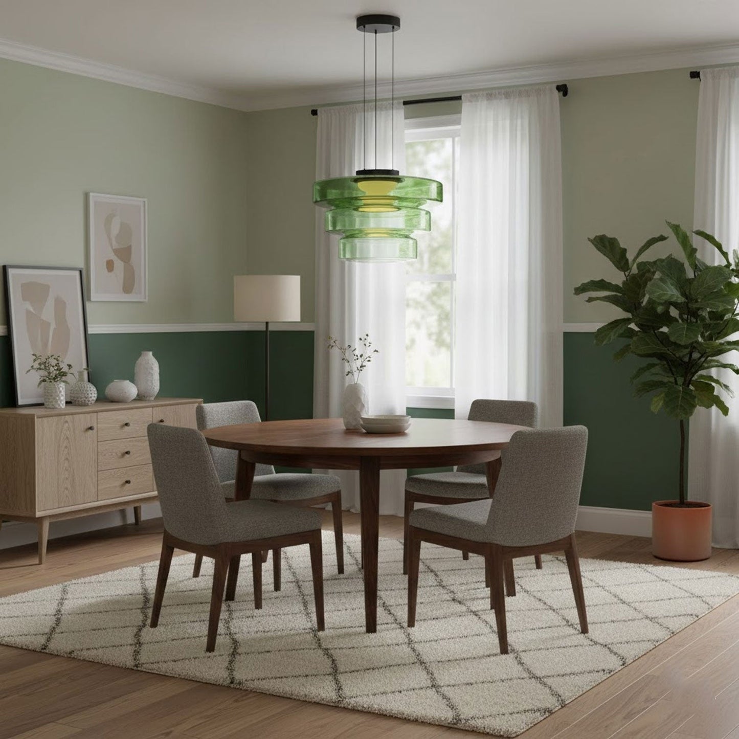 Kyntalor | Lagdelt cirkulær kunstnerisk glas pendellampe