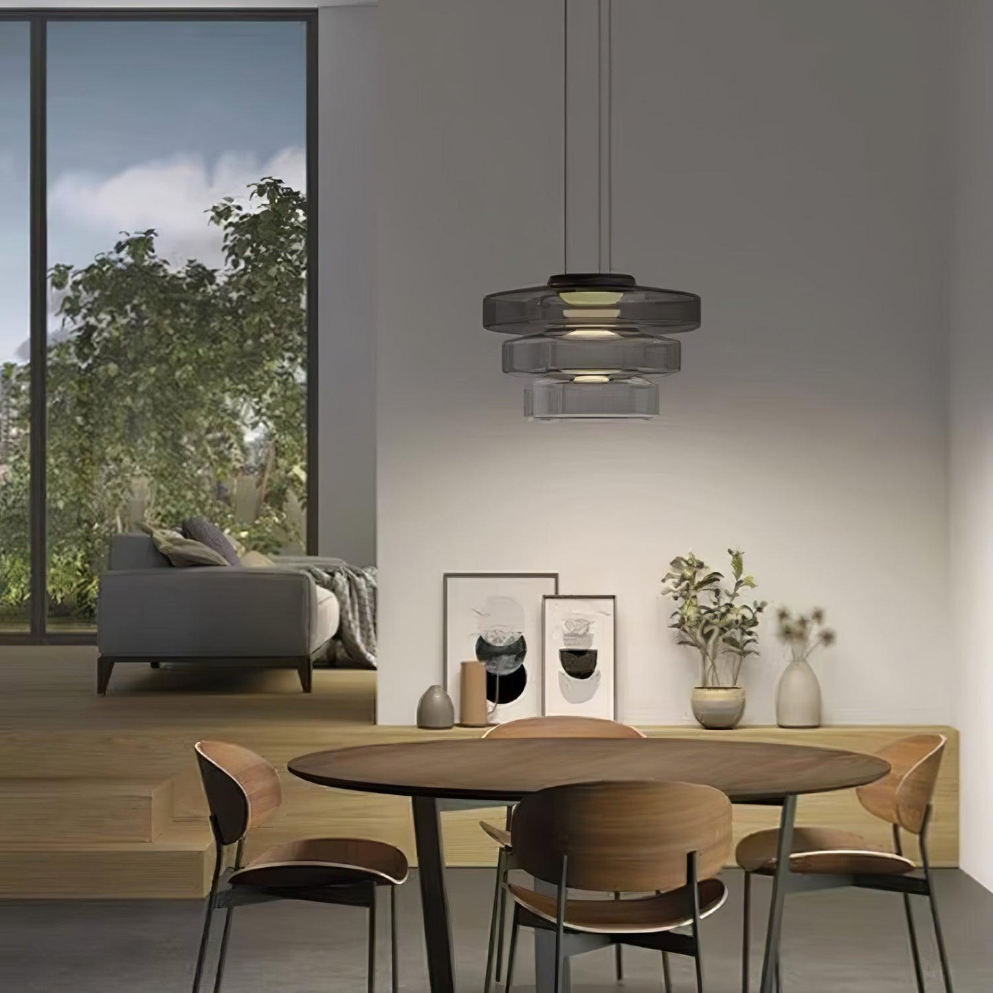 Kyntalor | Lagdelt cirkulær kunstnerisk glas pendellampe