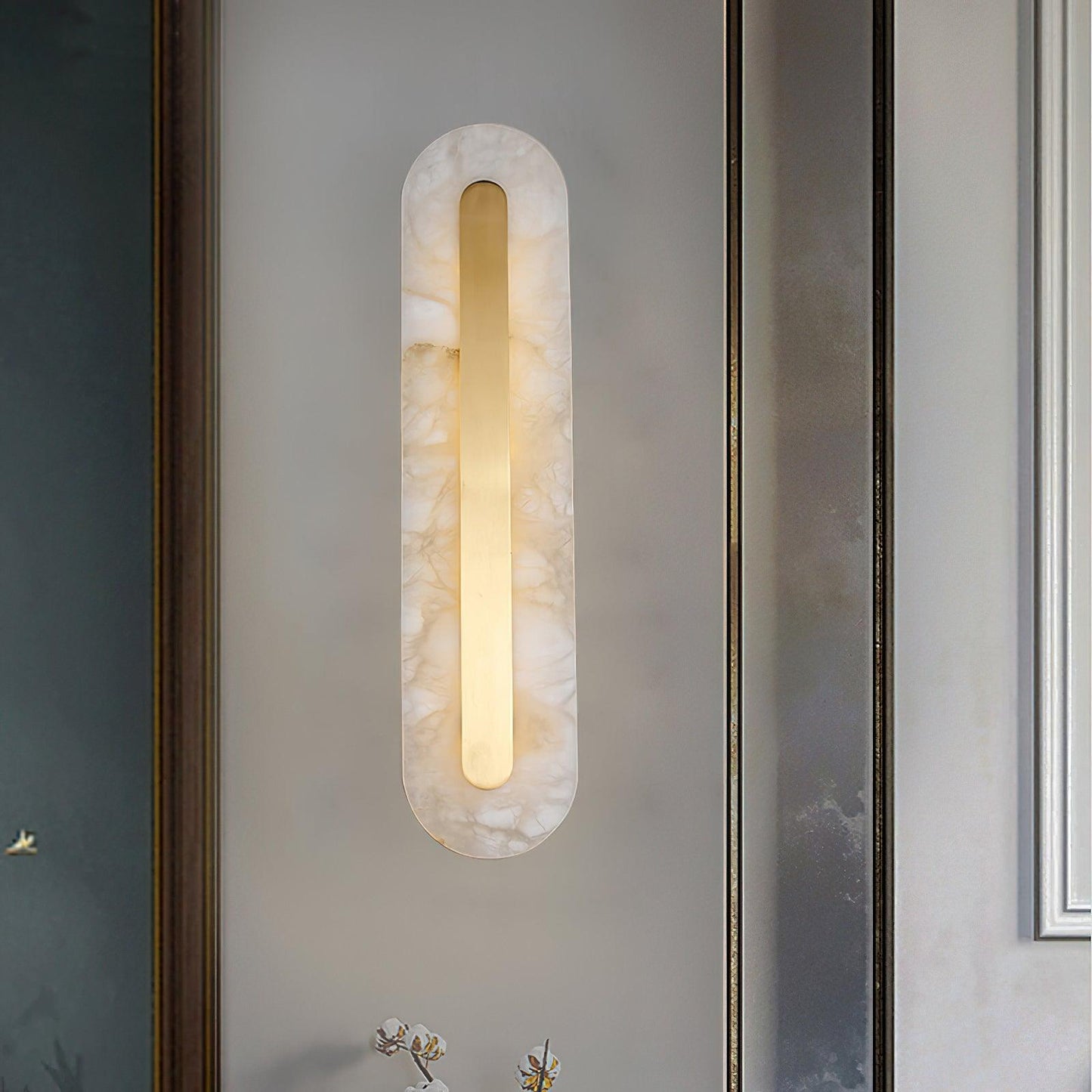 Corinthia | Alabaster cylindrisk gennemsigtig stenvæglampe