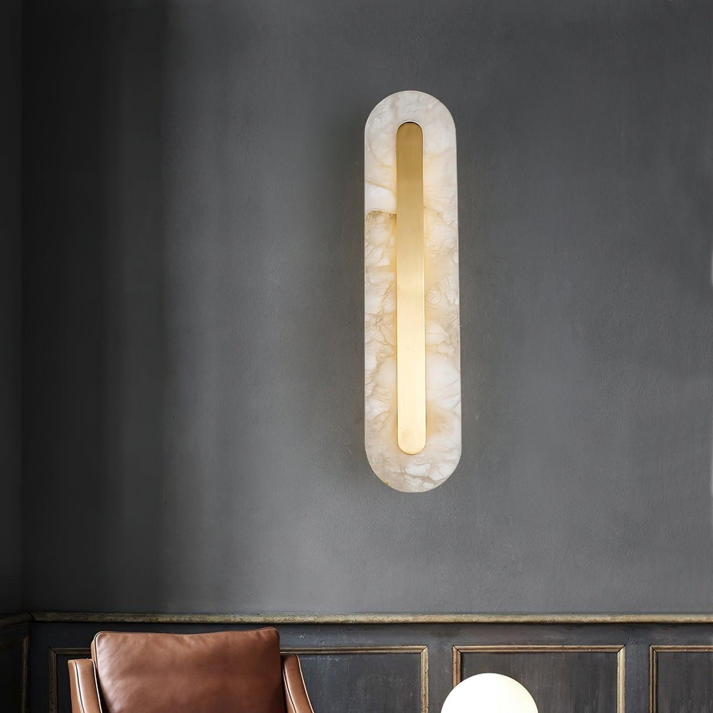 Corinthia | Alabaster cylindrisk gennemsigtig stenvæglampe