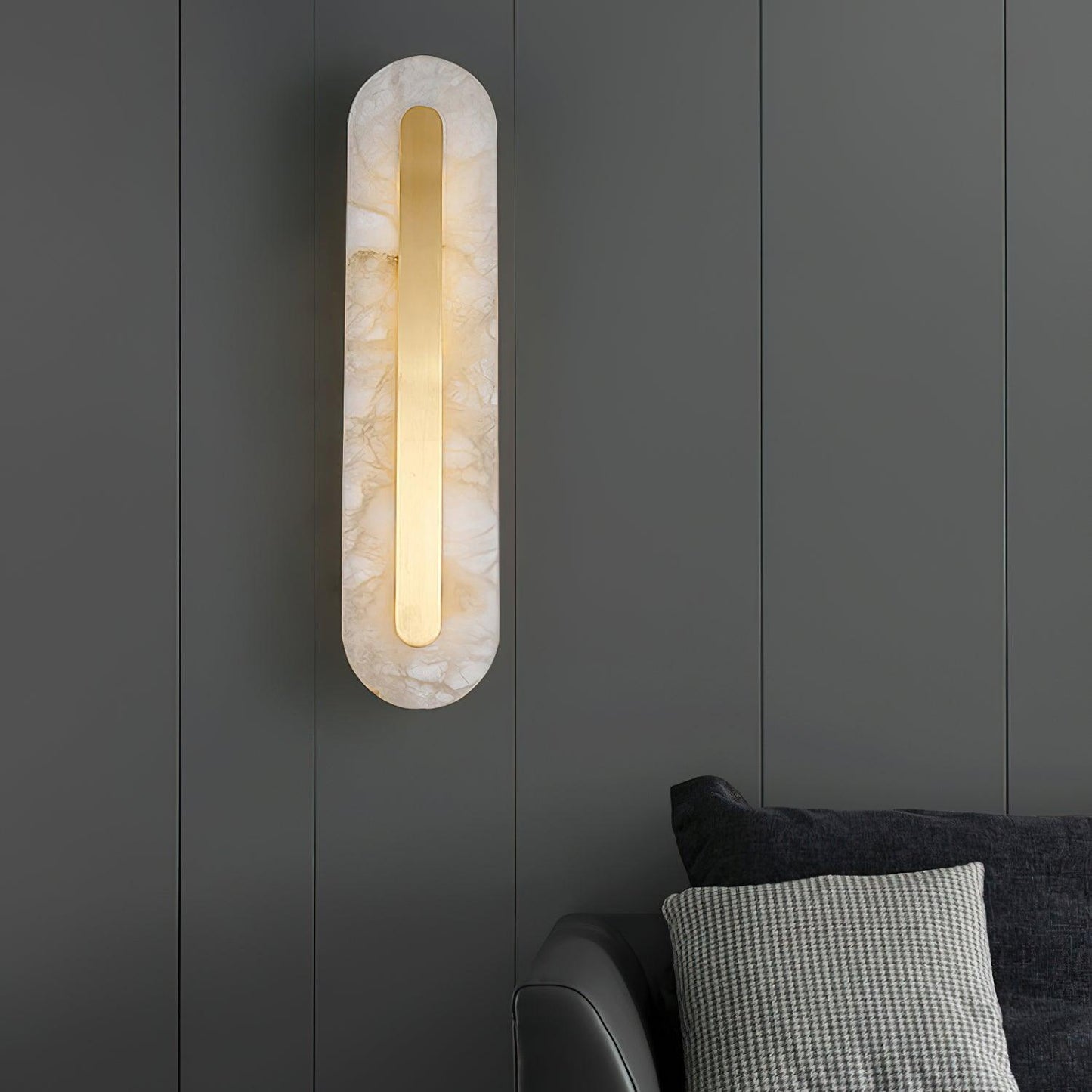Corinthia | Alabaster cylindrisk gennemsigtig stenvæglampe