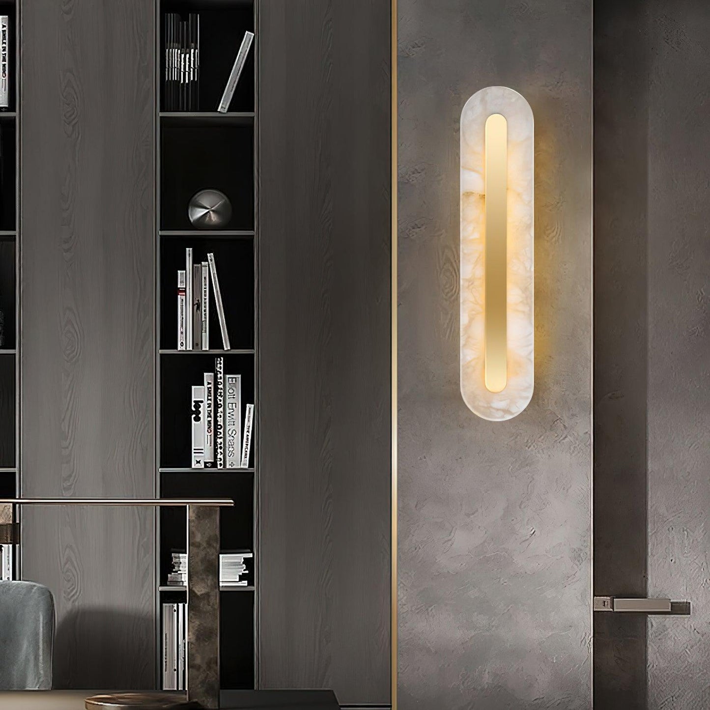 Corinthia | Alabaster cylindrisk gennemsigtig stenvæglampe