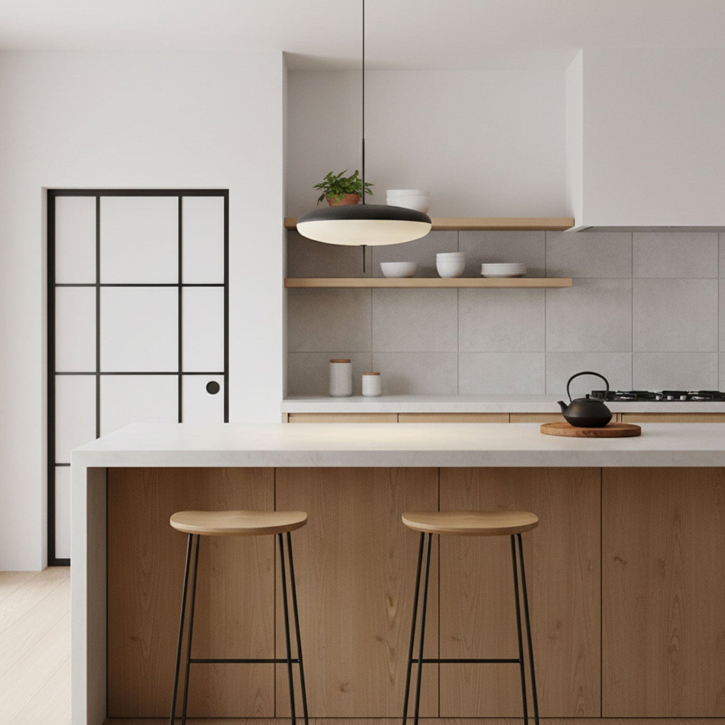 Belthorim | Opaliseret disk silhuet minimalistisk pendellampe
