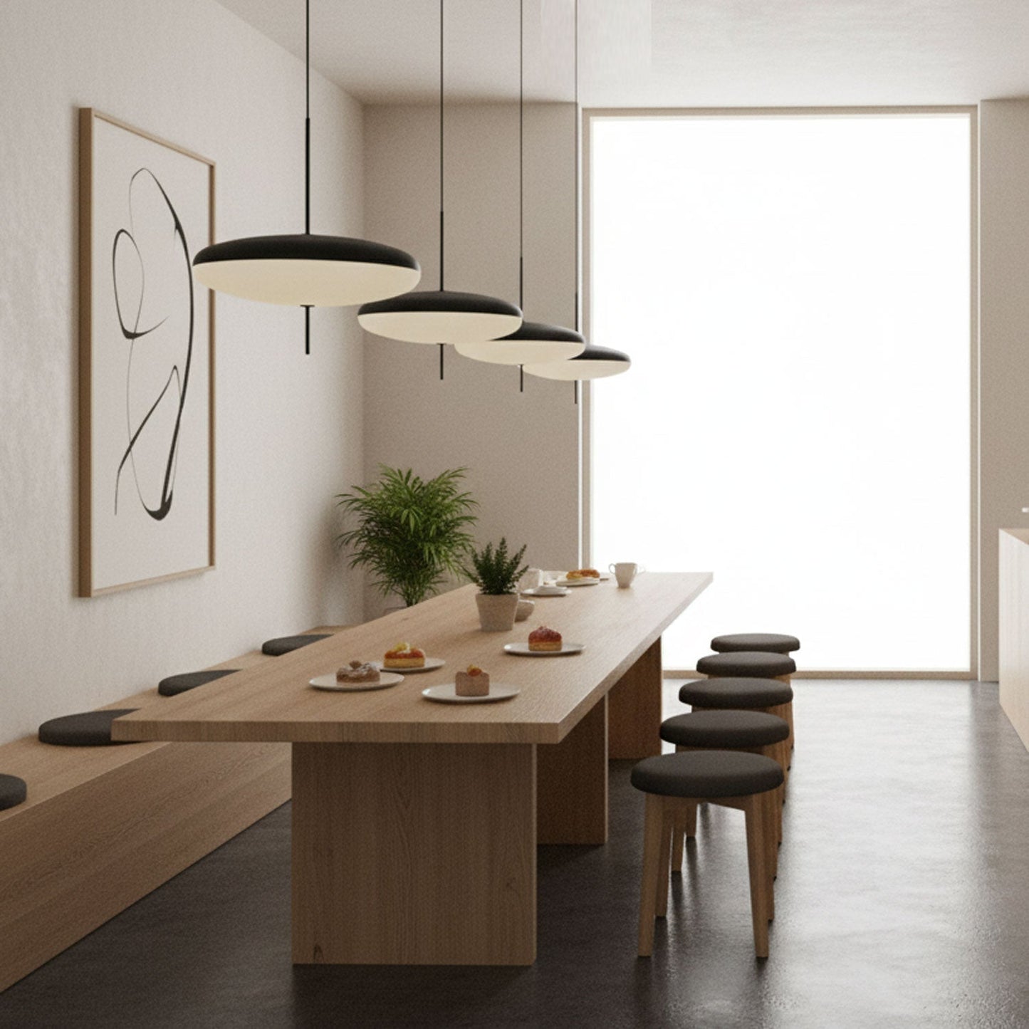 Belthorim | Opaliseret disk silhuet minimalistisk pendellampe